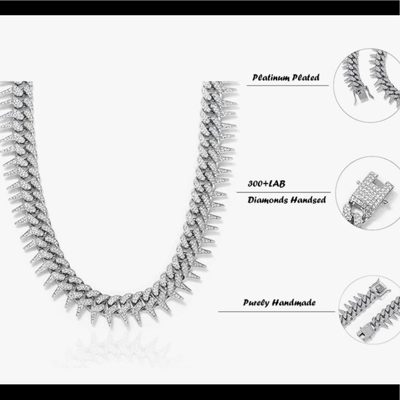 Custom made iced out Cuban link spikes hip hop chain limited stock BEST GIFT WOW - Picture 3 of 8